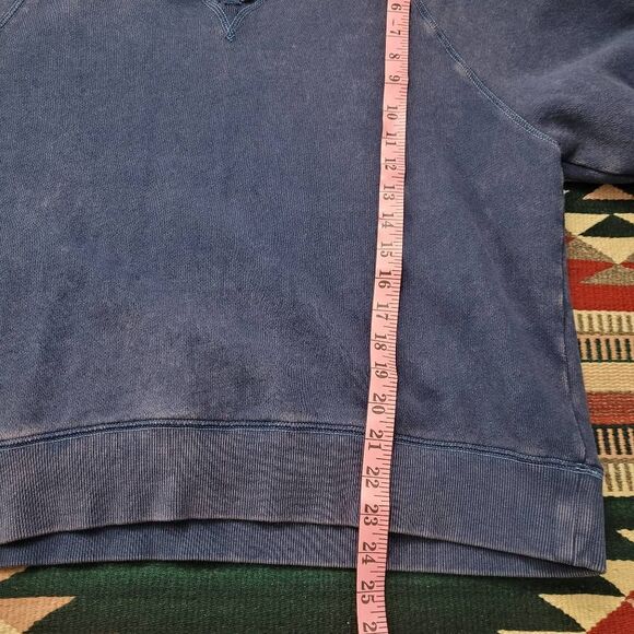 Sundance Joyce Sweatshirt Sz M Dark Blue Pullover Cotton Short Sleeve Distressed - Picture 6 of 6